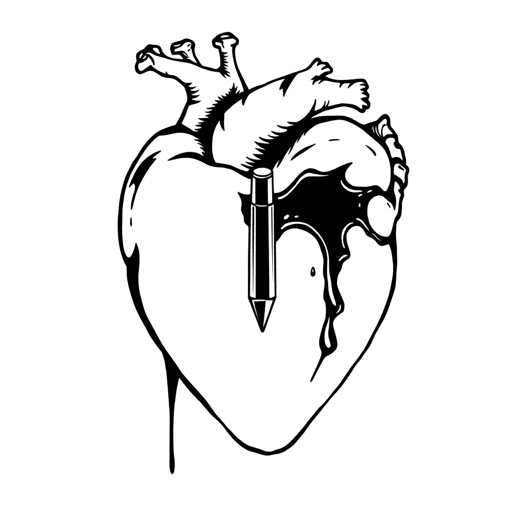 Realistic Bleeding Heart With A Bullet In The Middle Of It