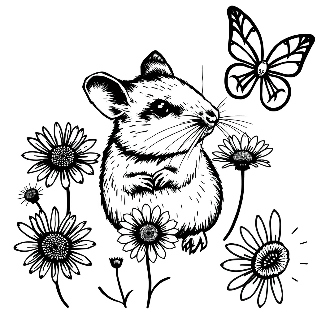 Field Mouse With Daisies