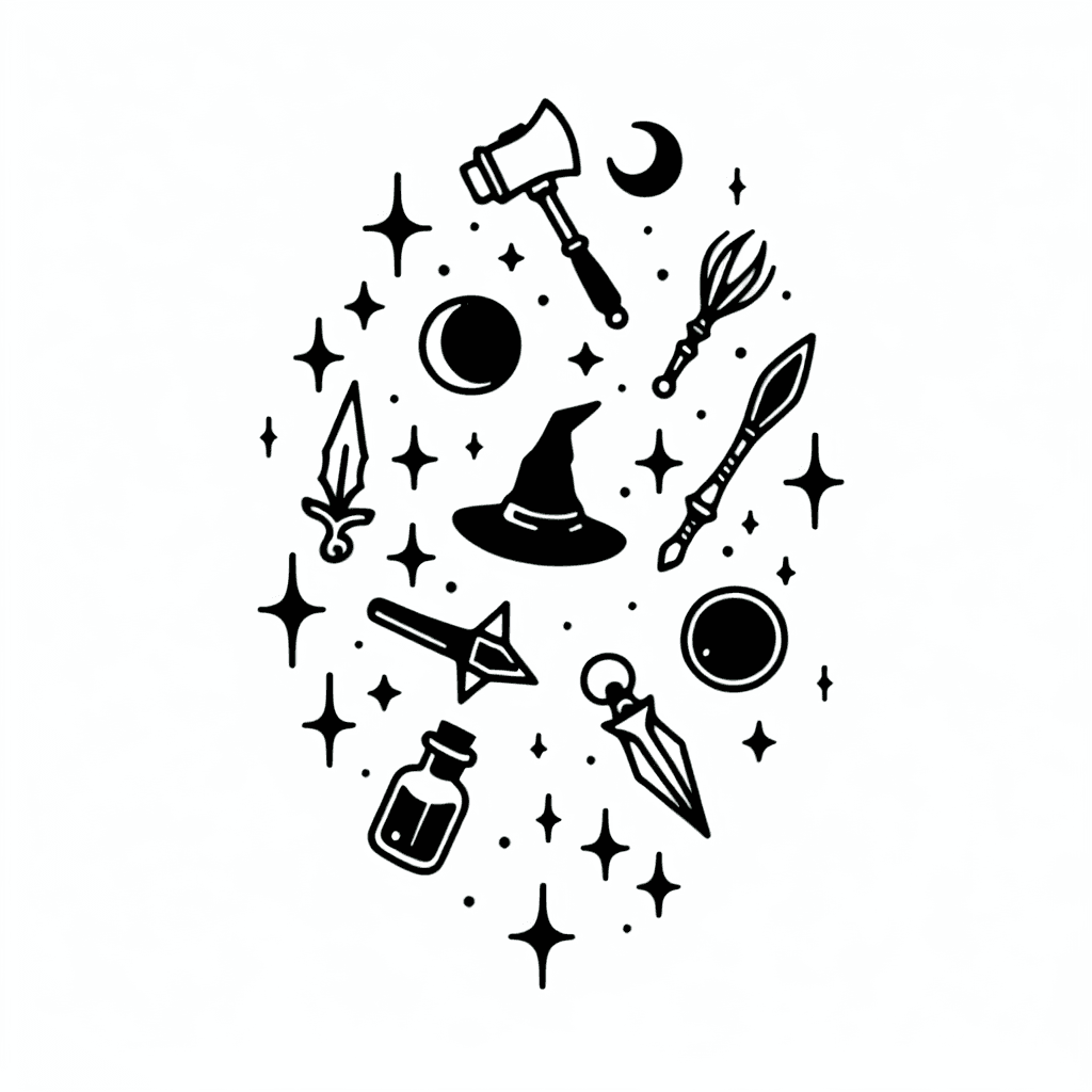 Individual Witch Items Lineart