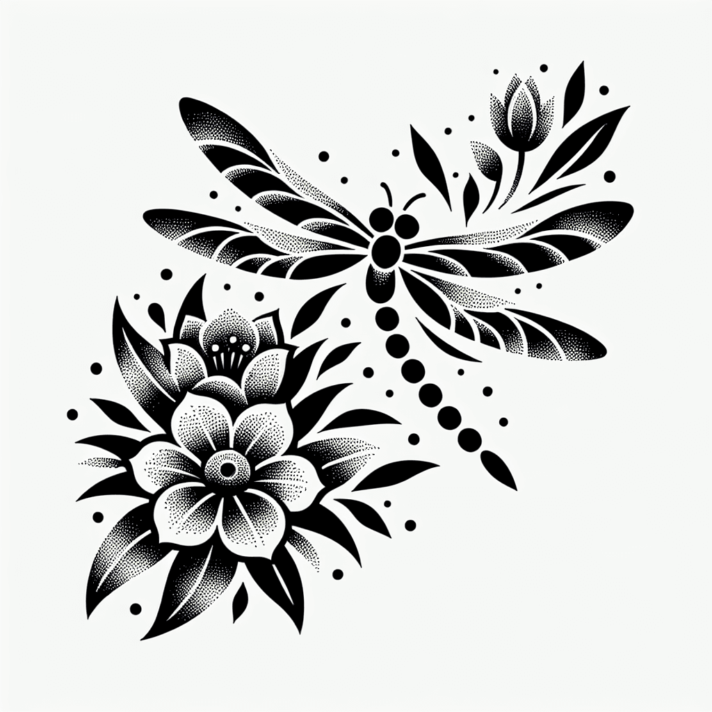 Dragonfly Flying Over Flowers