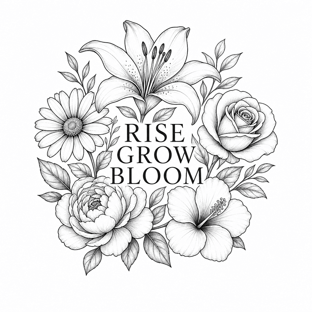 Multiple Flowers With Self Made Text In The Middle