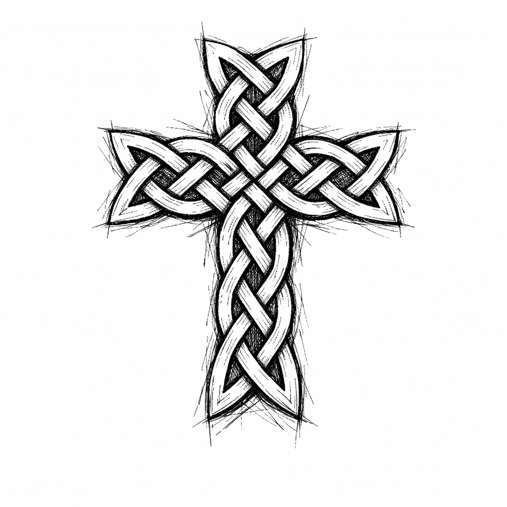 A Cross That The Lines Are With Irish Knot