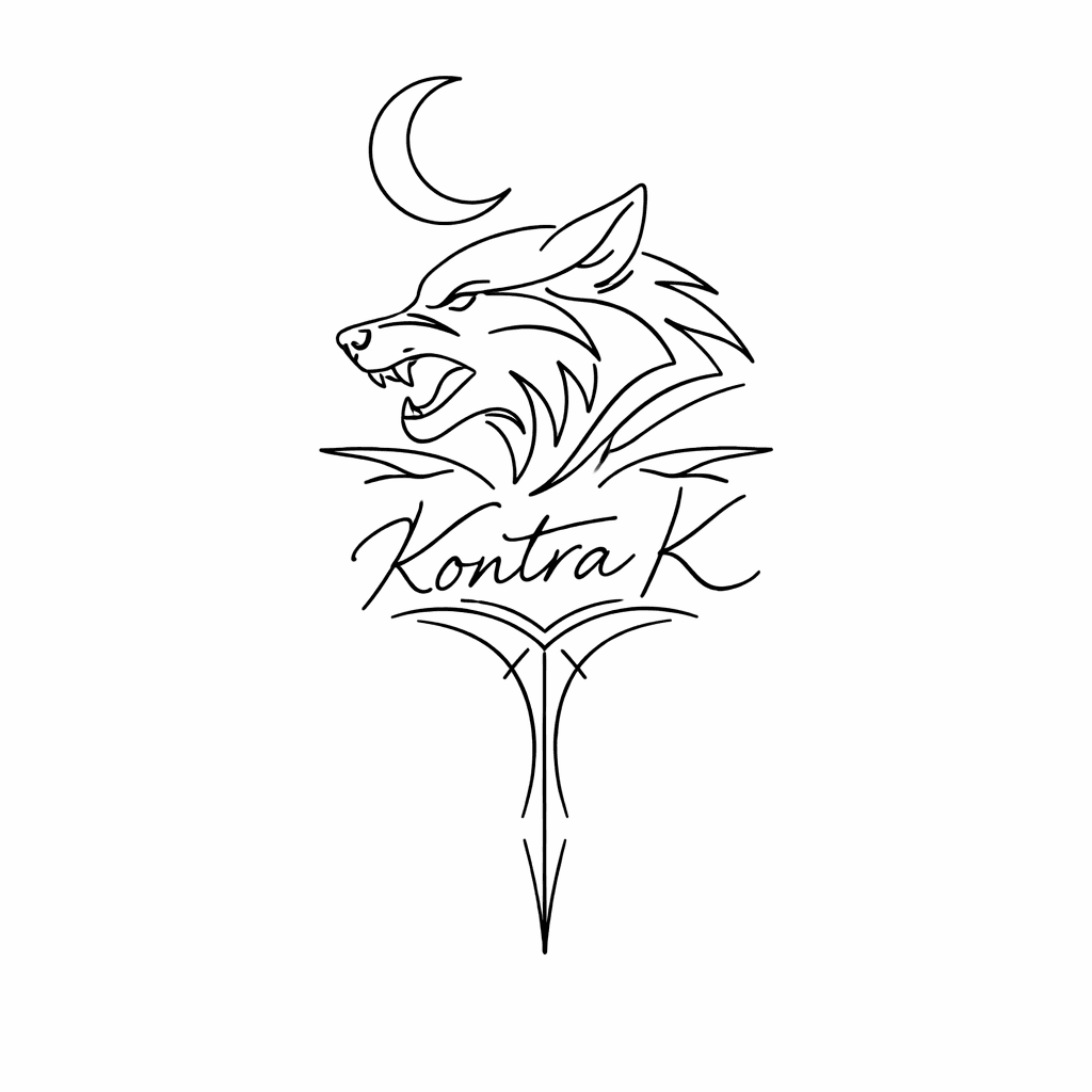 Kontra K Wolf Mit Dekor Linien Schriftzug Einem Mond