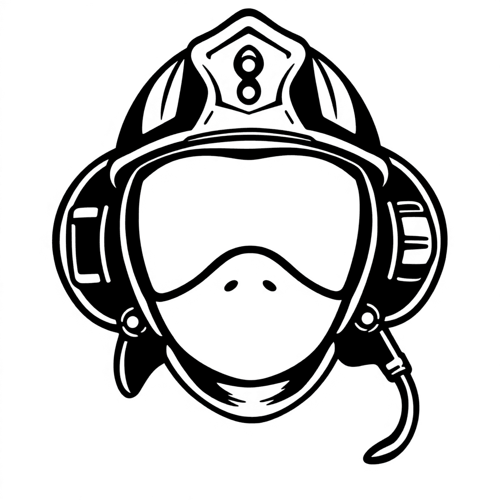 Single line "Simple traditional firefighter helmet" Tattoo Design