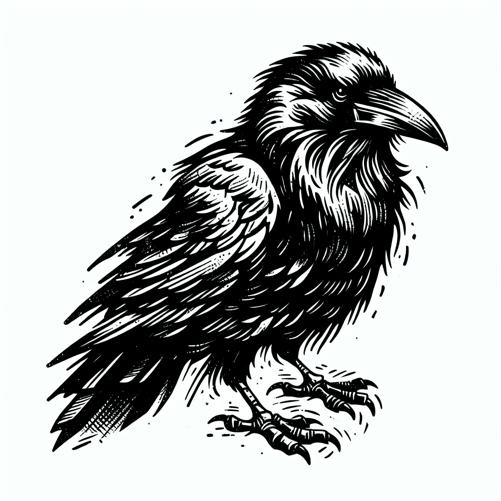 A Raven Done In Blackwork