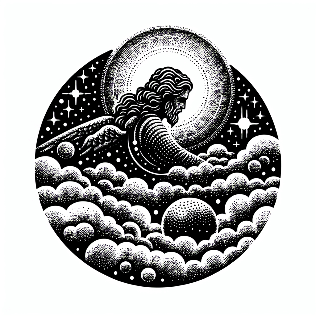 Angel In The Clouds Looking Down At Earth