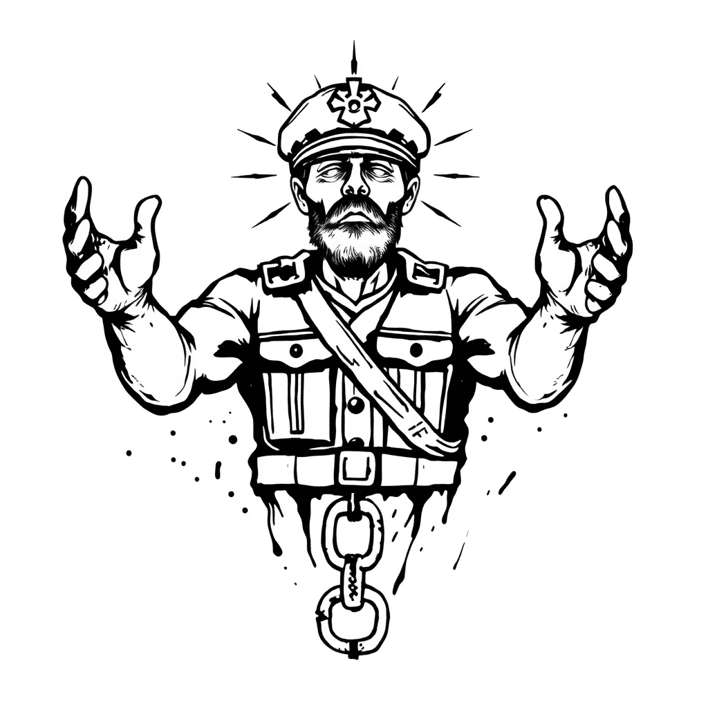 A Marine Veteran With Christ Hands Upon Him Battling Obstacles  Doubt , Fear, Chain Trust, Injury  Being True To Him Self