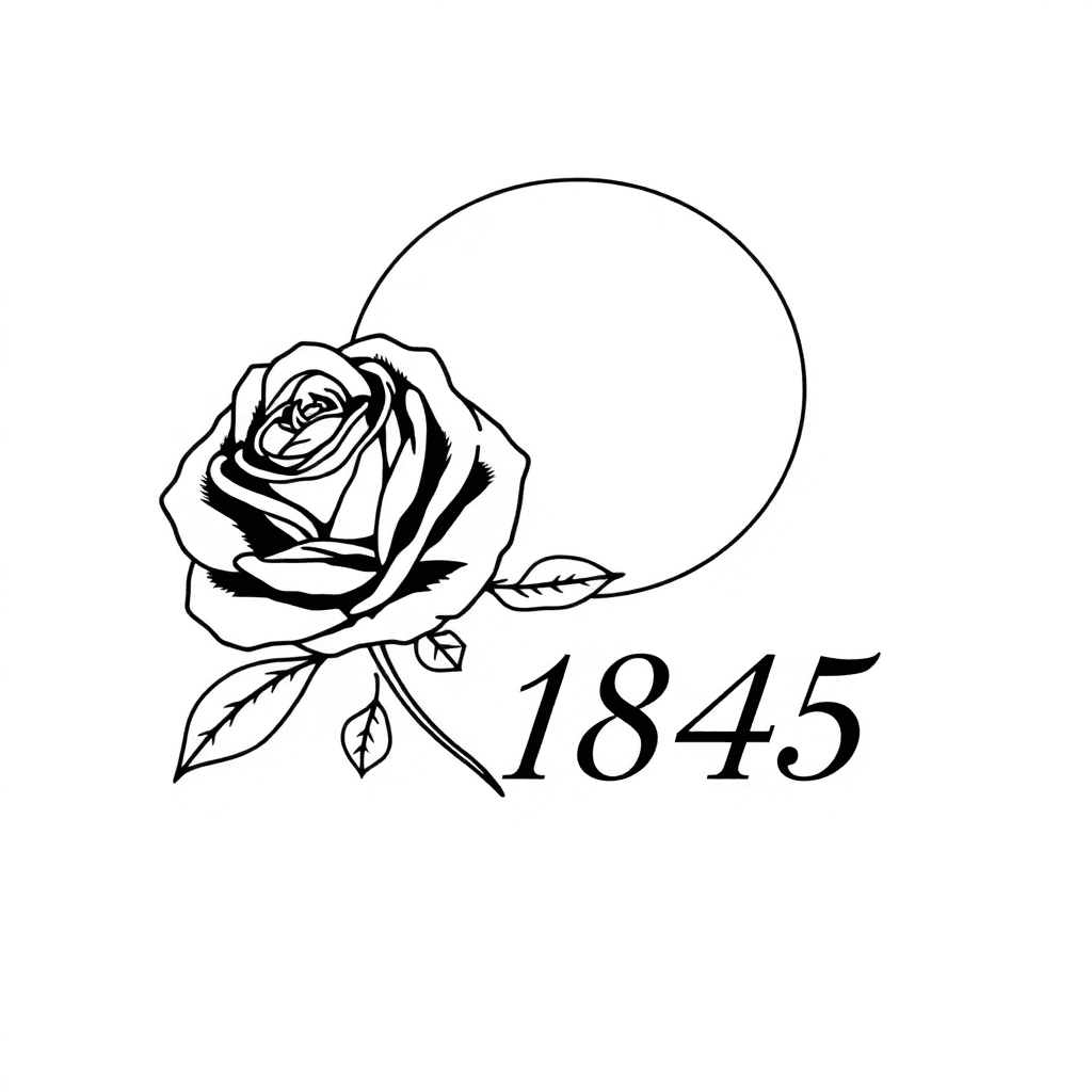 A Rose, A Moon And 1845 Typography
