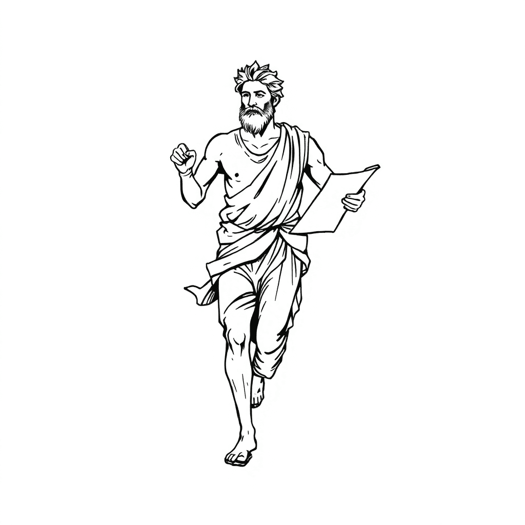 I Want To Generate A Tattoo Design
running Philippides In Light Greek Attire With Parchment In Hand.