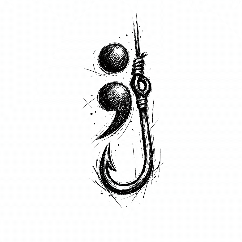 Semi Colon. Fish Hook.