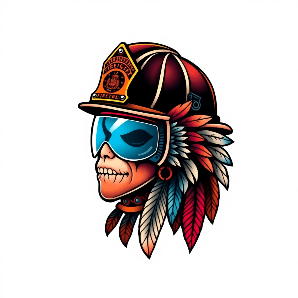 Firefighter Helmet With Native American Design