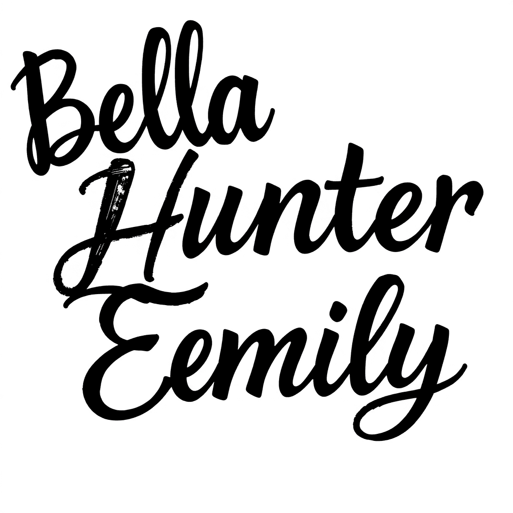 3 Names In Cool Lettering , Bella, Hunter,emily, My Children, My Love