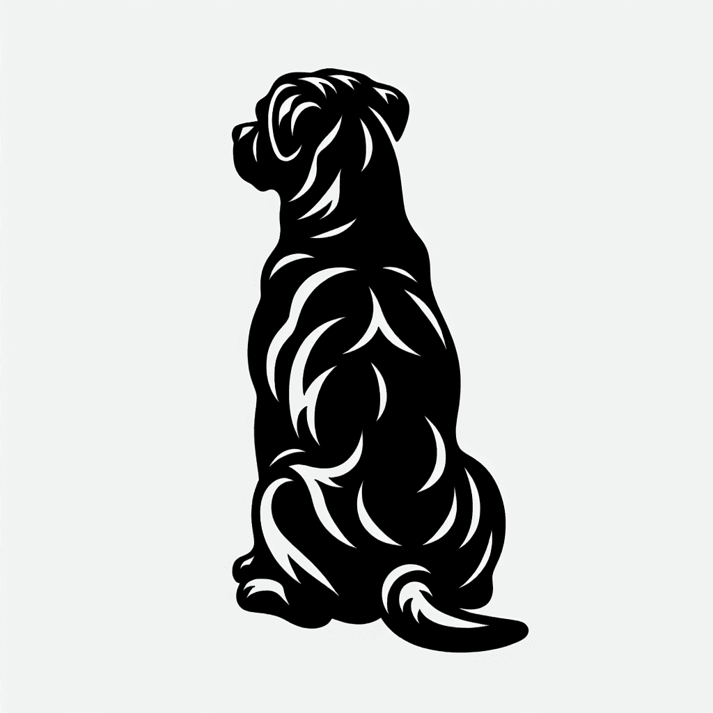 Single line "rottweiler from the back" Tattoo Design