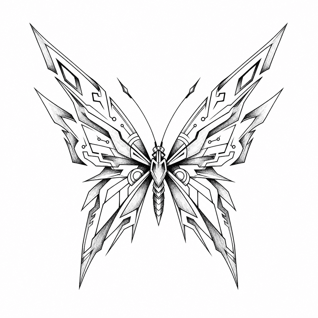Cyber-tribal Butterfly Shape With Sharp Wings