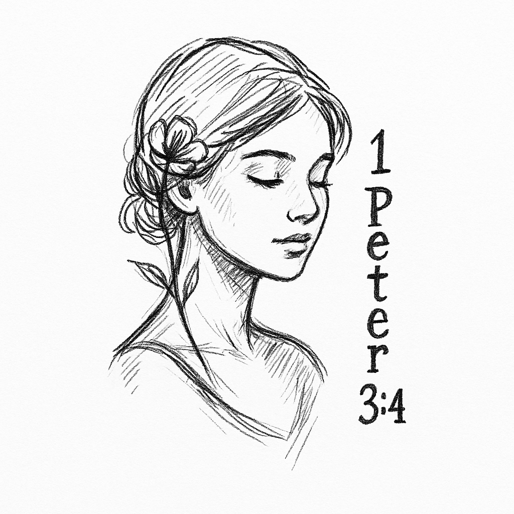 1 Peter 3:4. Feminine, Small, Simple, Vertical, Unique. Represents Inner Beauty.