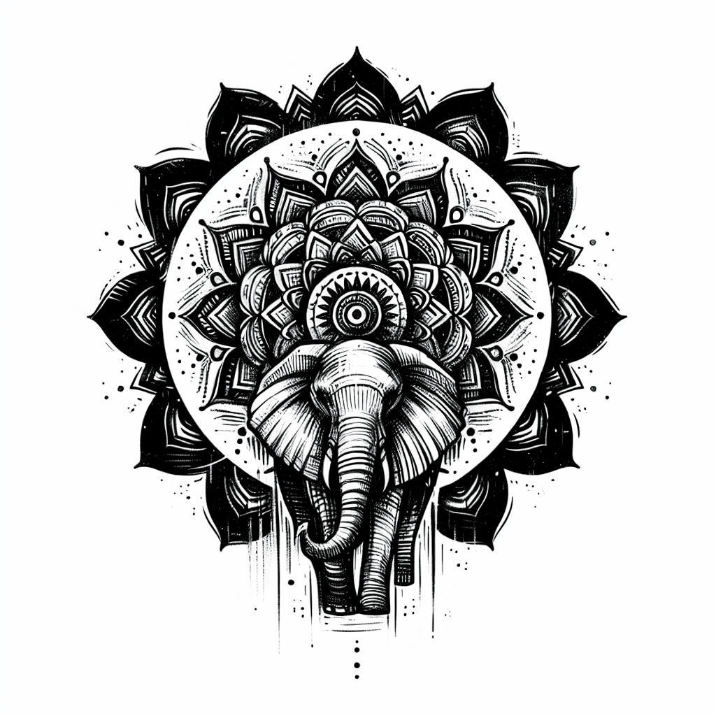 Mandala With Elephant Inside.