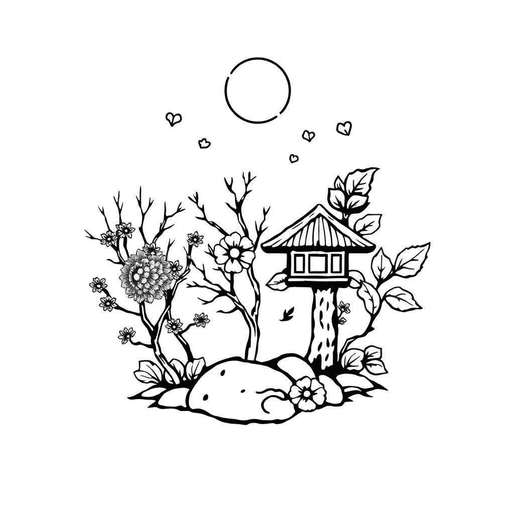 Traditional "An anime-inspired depiction of winter, spring, summer and autumn" Tattoo Design
