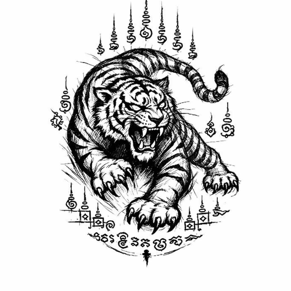 Sak Yant Style Tiger Tattoo