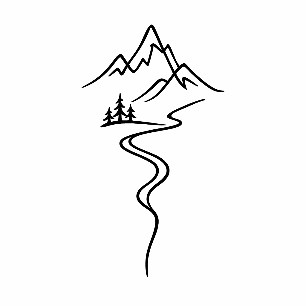 Single line "Mountain Line" Tattoo Design