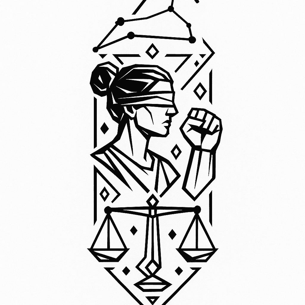 Geometric Tattoo In The Form Of The Constellation Leo, With A Combination Of Figures That Symbolize The Struggle For Truth And Justice. The Lines Are Not Massive On The Entire Sleeve