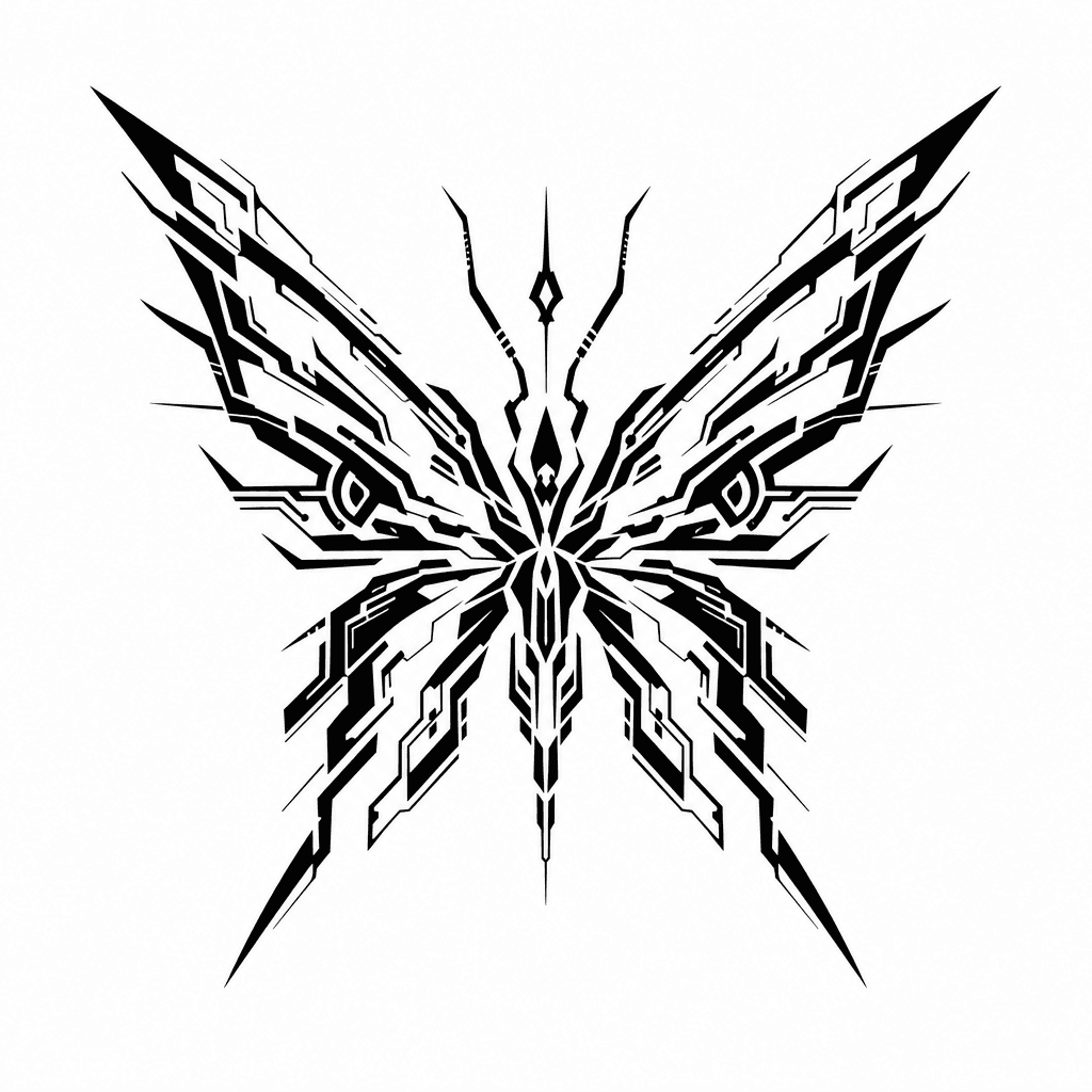 Cyber-tribal Butterfly Shape With Sharp Wings