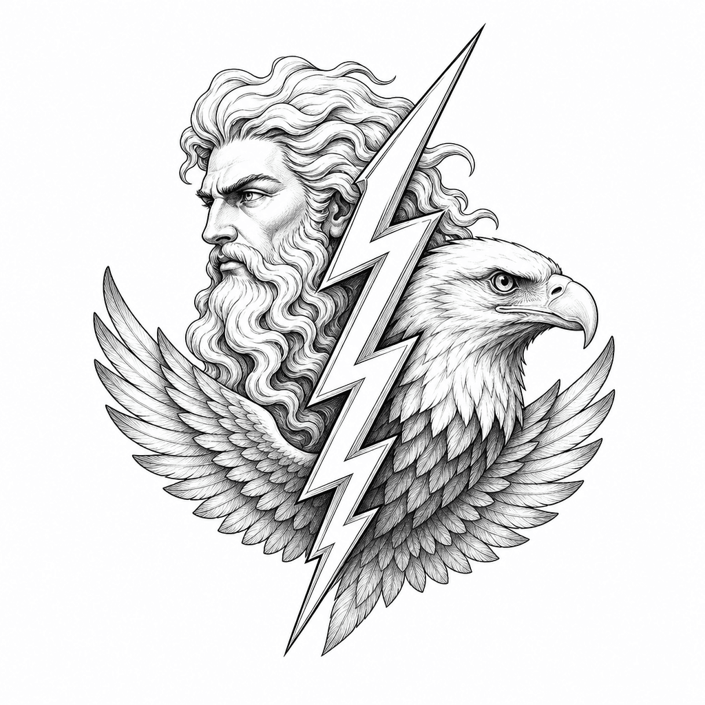 Zeus Lightning Bolt With Eagle