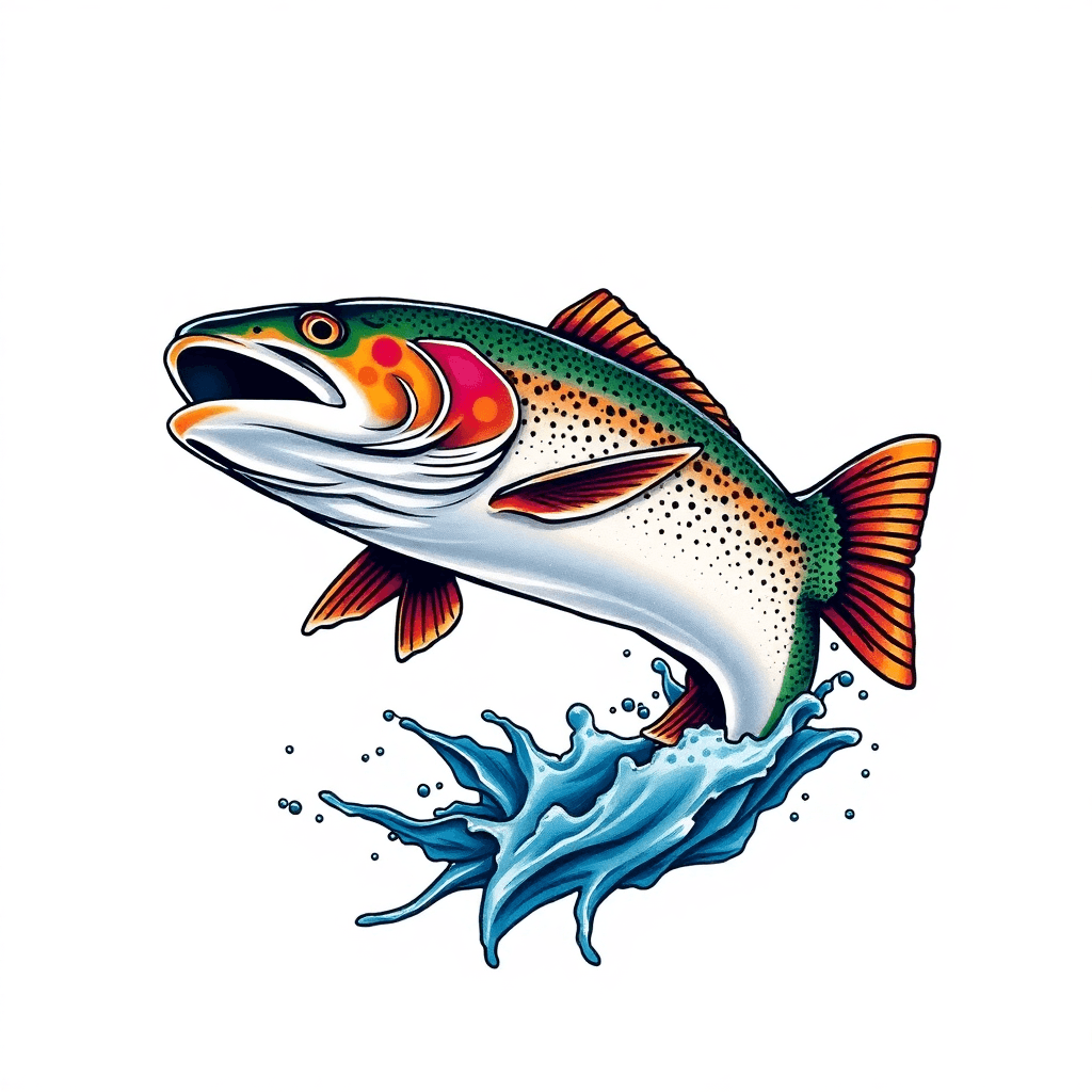 Trout Jumping Out Of The Water