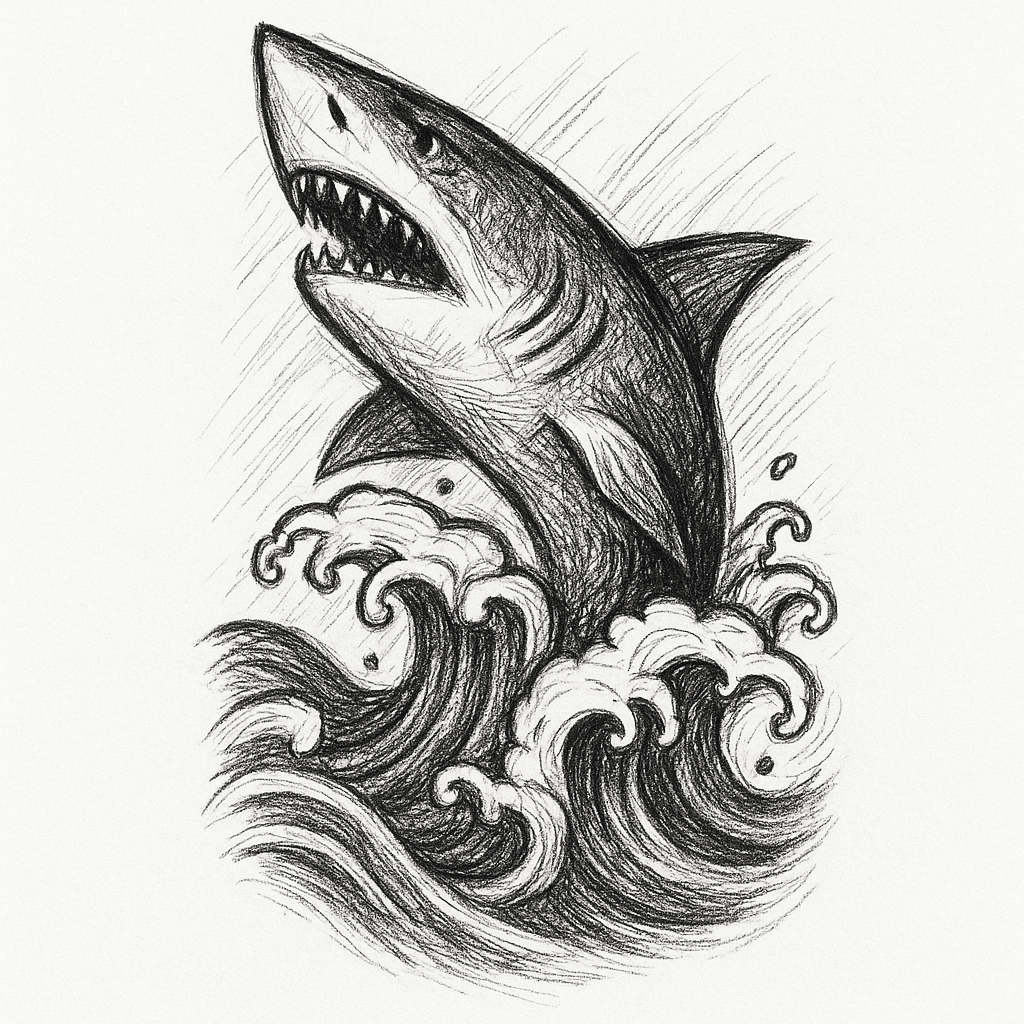 Shark With A Japan Waves