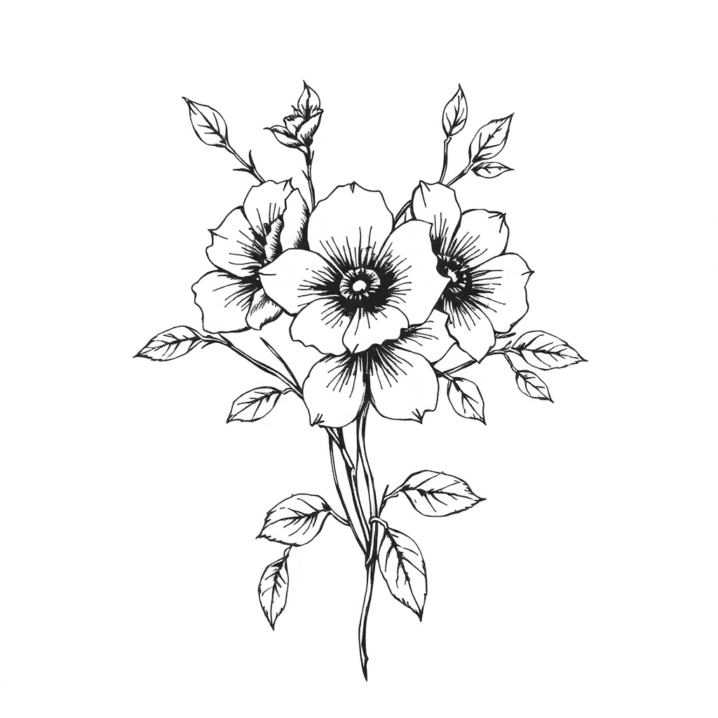 Floral Tattoo In Fineline Style