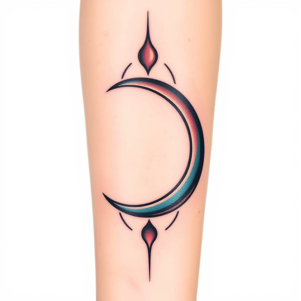 Forearm Tattoo Of A Realistic Crescent Moon With Peter Pan Shadow