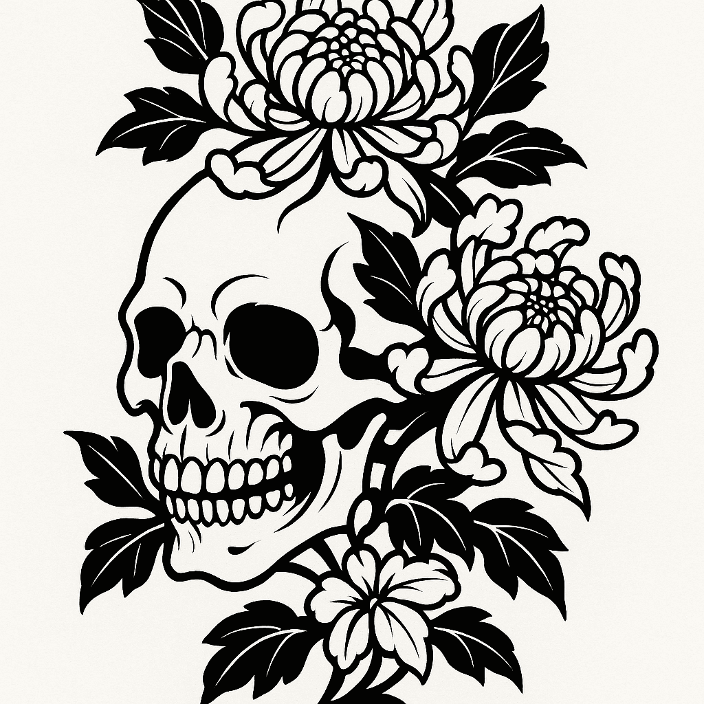 A Skull With Flowers