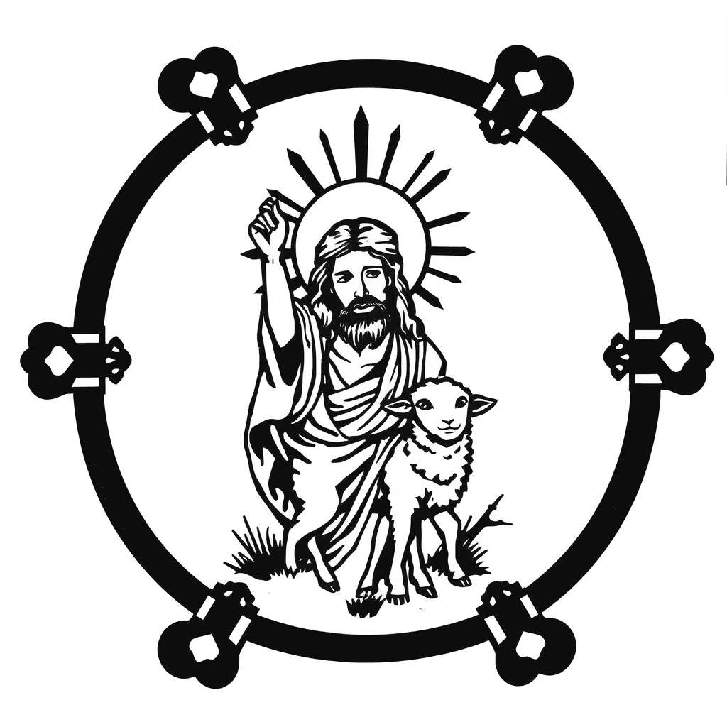 A Vitral Window Depicting Jesus As A Lamb