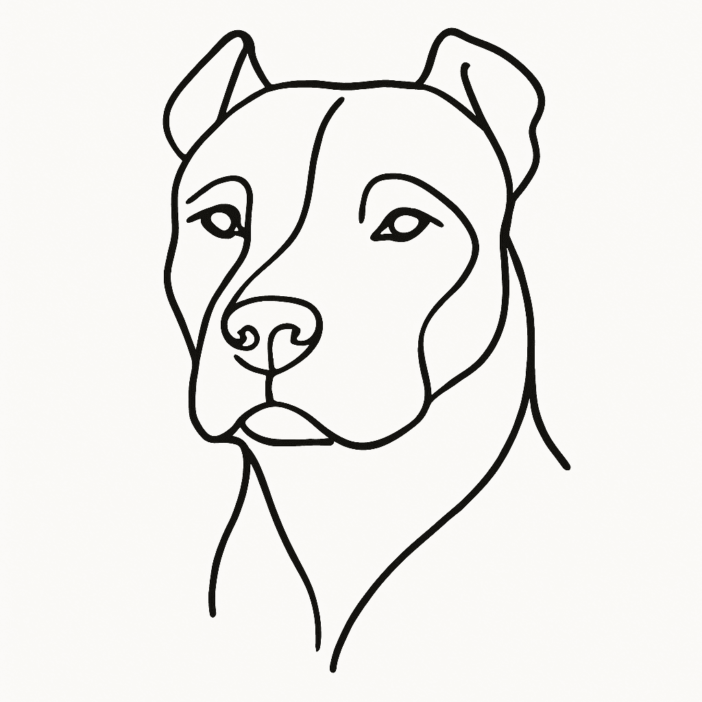 Simple Pitbull Line Drawing