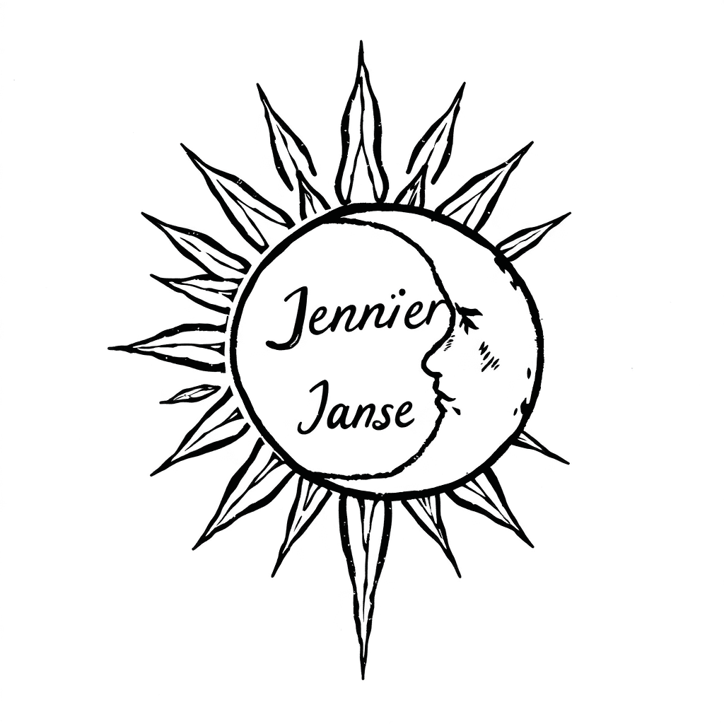 Sun Moon And Venus Intertwined. Sun Contains The Name Jennifer, Moon Contains The Name James And Venus Contains The Name Clare