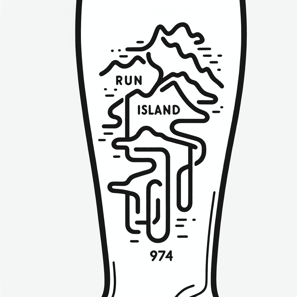 Single line "Je voudrais un tatouage avec l’île de la réunion avec écrit run island et 974 pour le faire sur le coter de lavant bras" Tattoo Design
