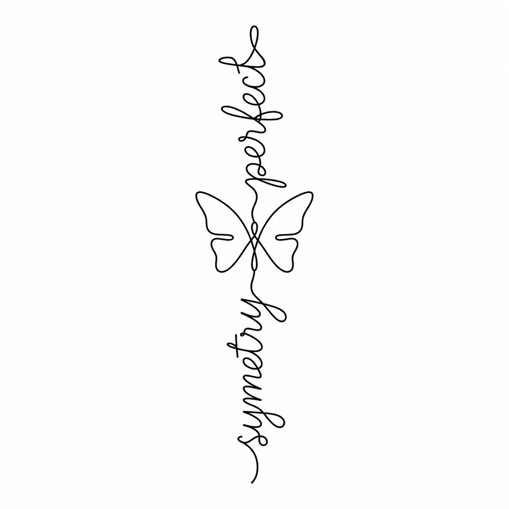 A Vertical Tatto With The Words Perfect Symetry