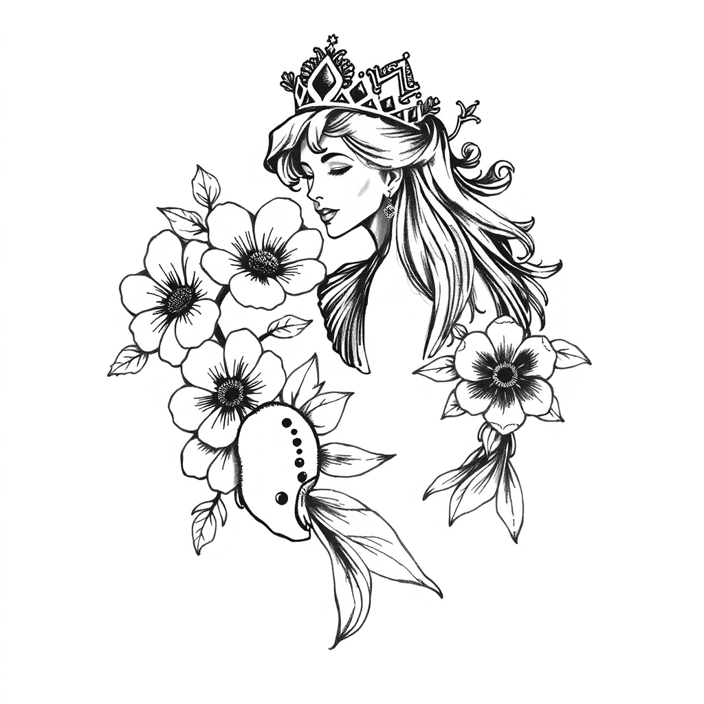 Queen Band, Flowers, Koi, Trash Polka Tattoo