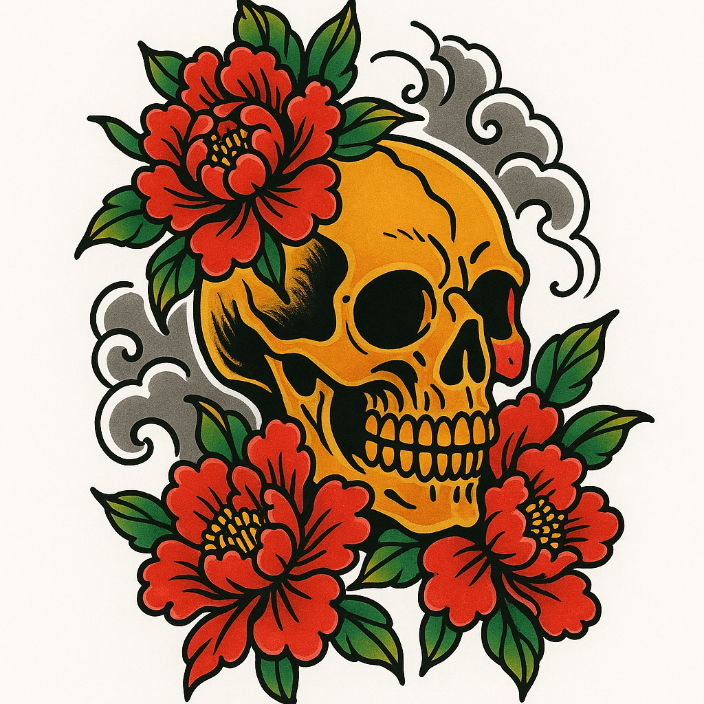 A Skull With Flowers