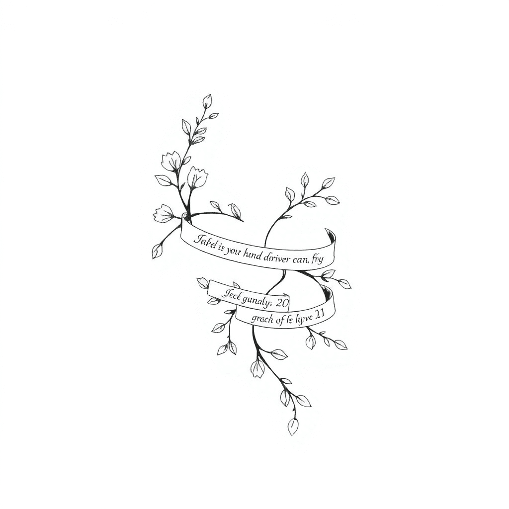 Delicate Wrap Around Floral/vine Tattoo With Biblical Scriptures As The Vines Or Leaves.