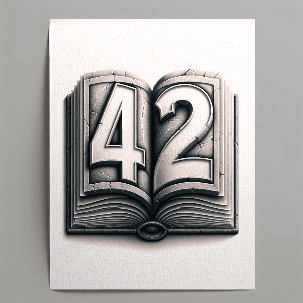 Open Book With Stone Pages And 42 Carved Into It