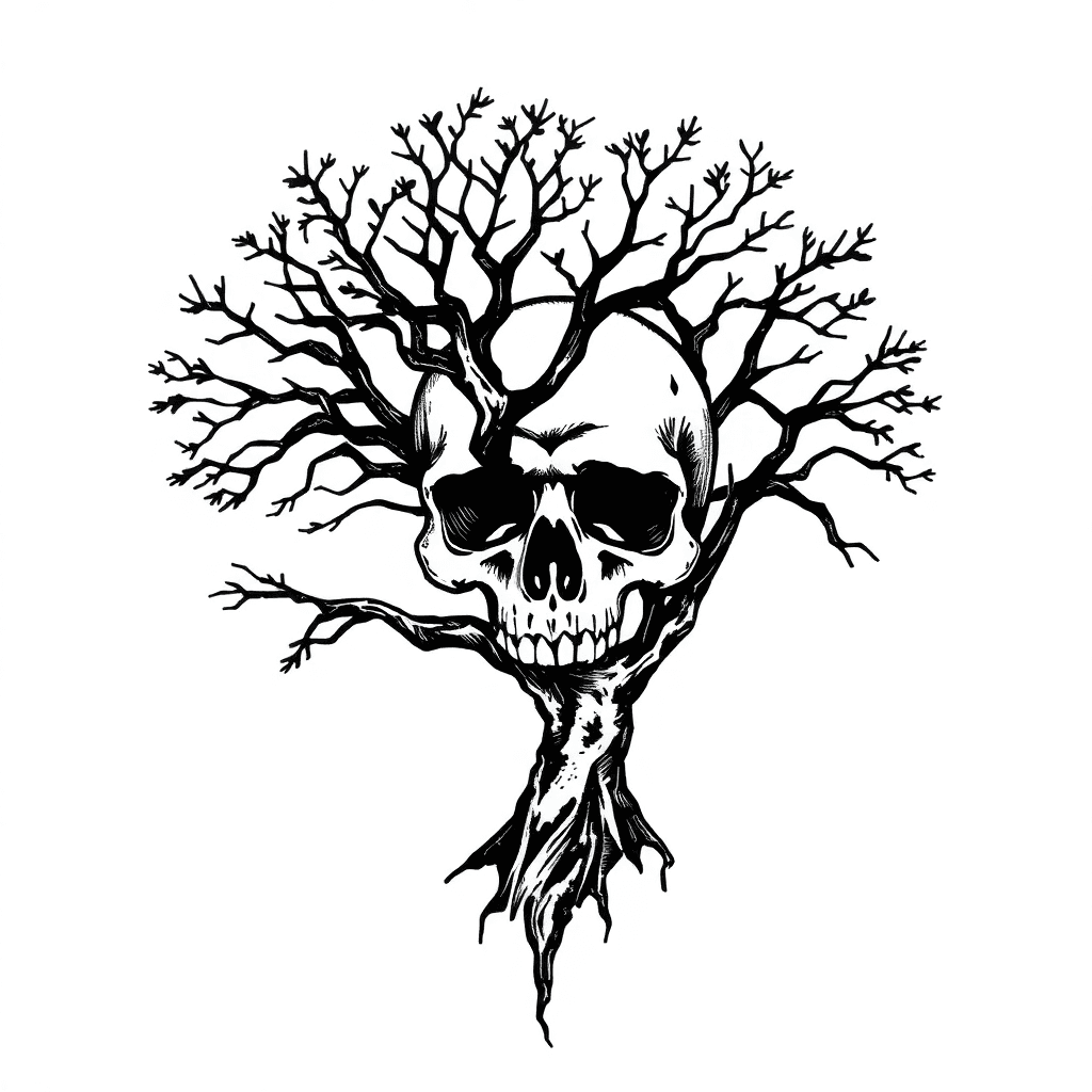 A Skull Merging Into A Tree