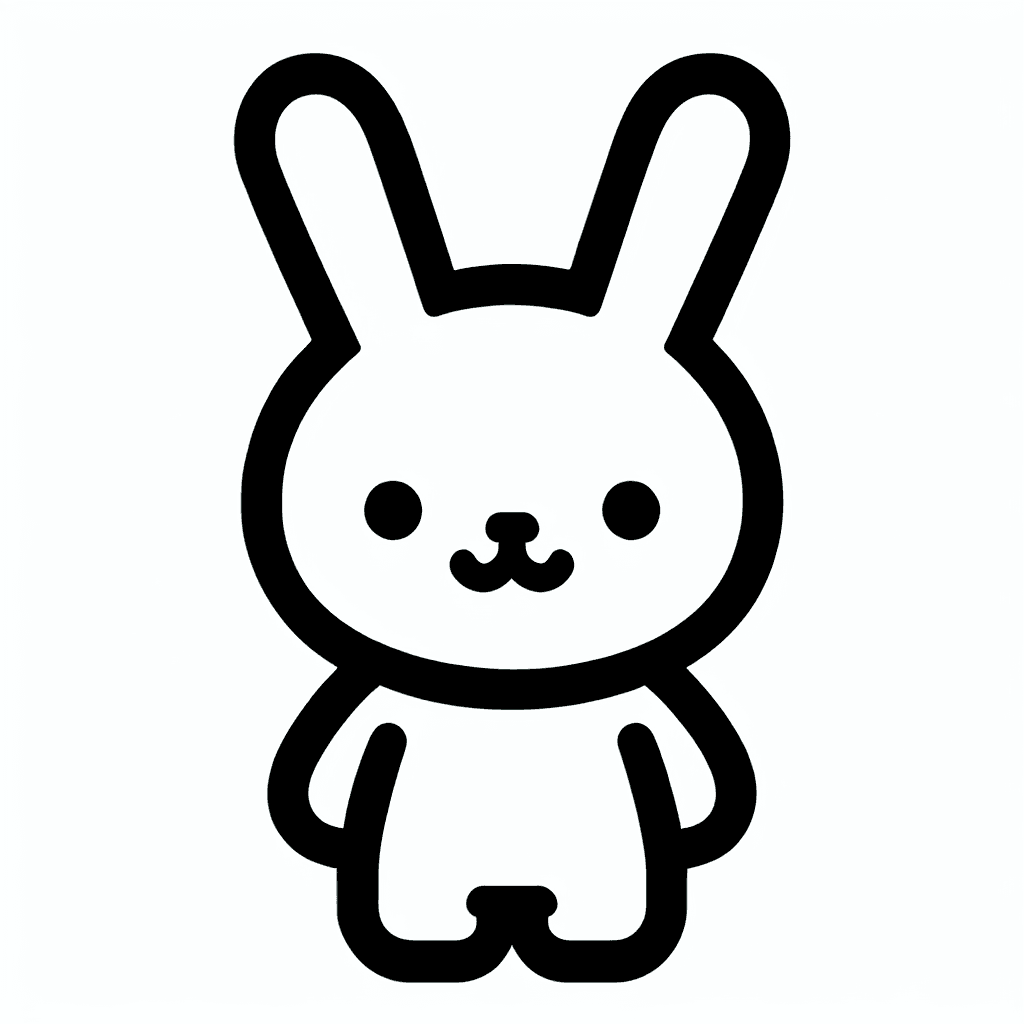 Chiikawa Art Style Kawaii Plush Bunny Icon Lineart