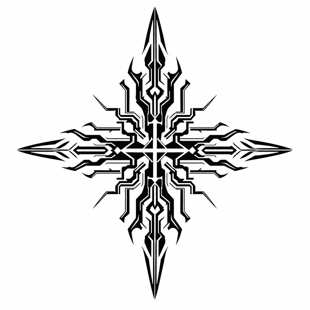 Cybersigil Cross-inspired Symbol With Blade-like Forms