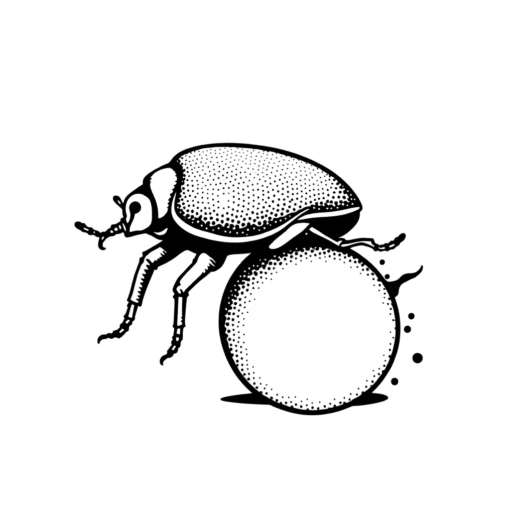 A Dung Beetle Rolling A Ball Of Poop