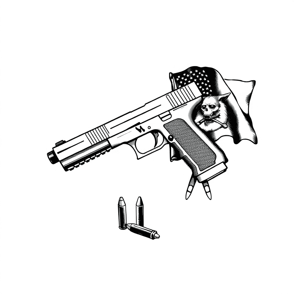 Glock With Don't Tread On Me Flag And Ammo