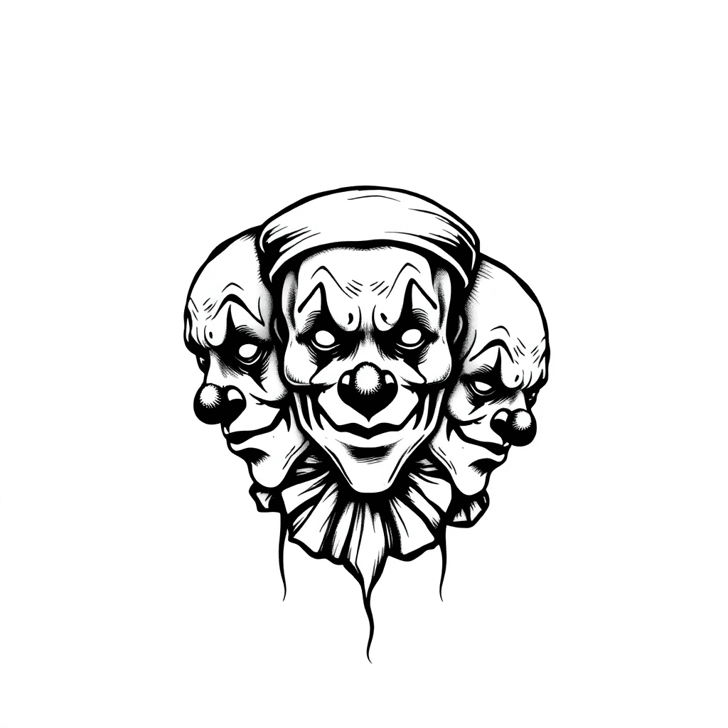 3 Sad Clown Faces Vertical