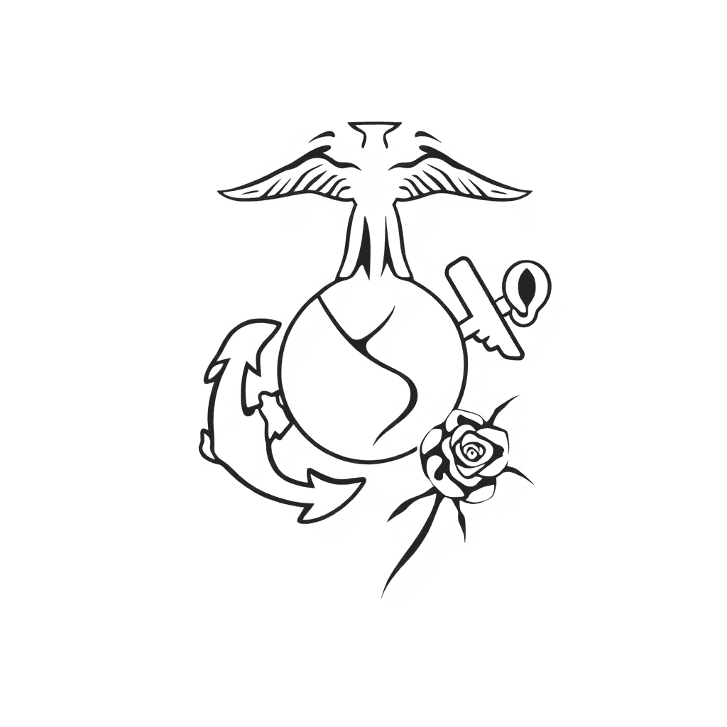 Marine Corps With Rose