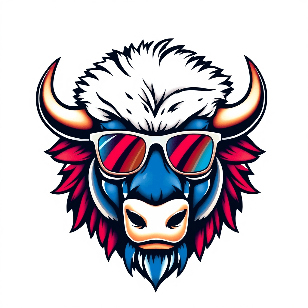 A Buffalo Head With Sunglasses Referencing The Bills For Team Pride