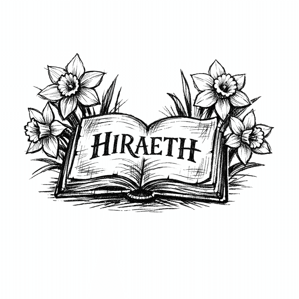 Book With The Word Hiraeth And Daffodils