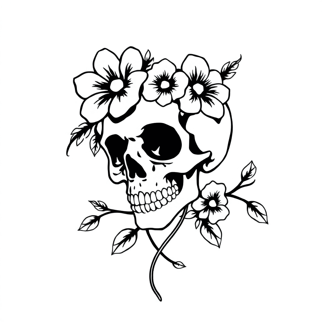 A Skull With Flowers /or Something That Represents Nature.